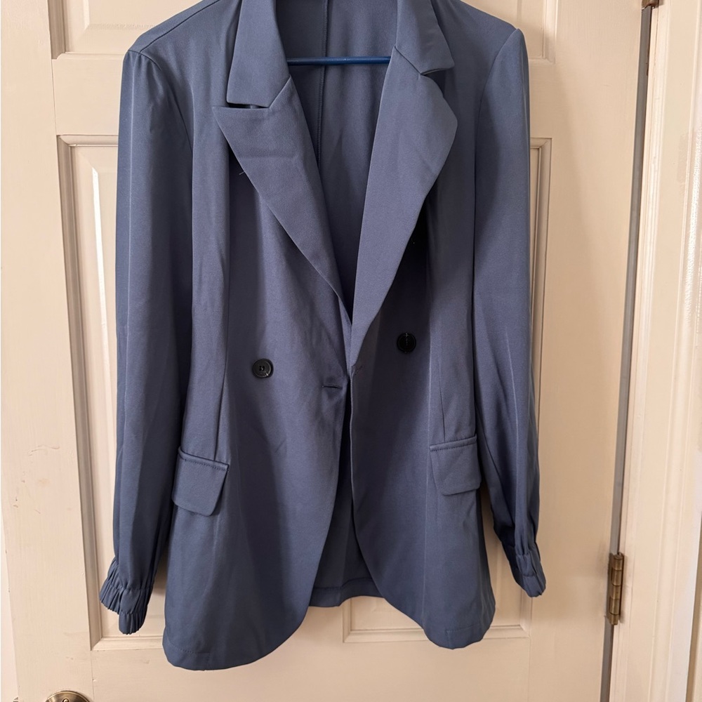 SHEIN Blue Belted Blazer Jacket – Size Medium (US 6)